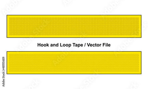 Yellow Hook and Loop Tape Fastener Template on White Background, Vector File.