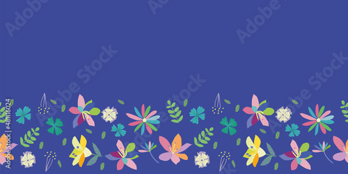 Flower Frame Border Chequered Seamless Pattern