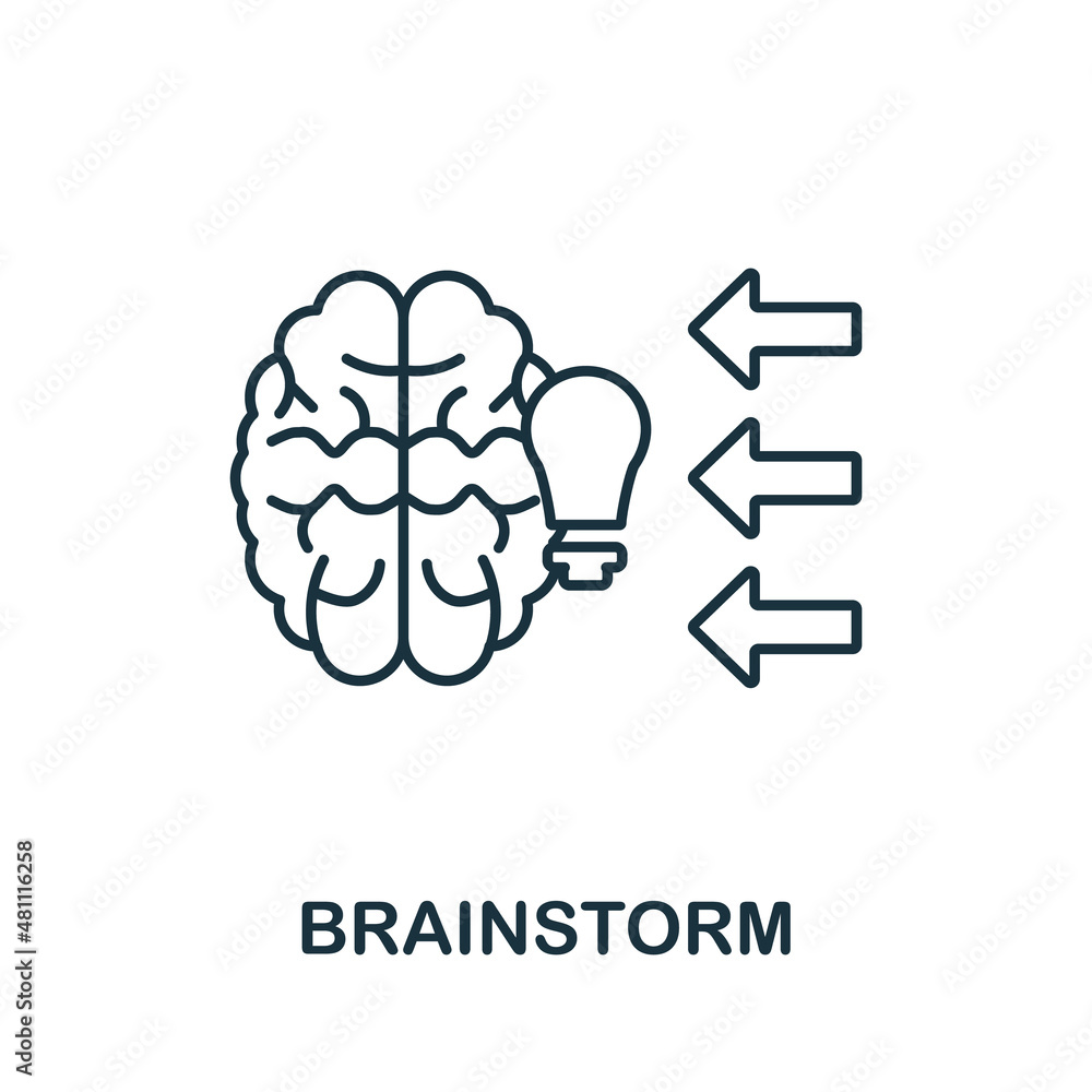 Brainstorm icon. Line element from graphic design collection. Linear Brainstorm icon sign for web design, infographics and more. Brainstorm icon. Line element from graphic design collection. Linear Brainstorm icon sign for web design, infographics and more.
