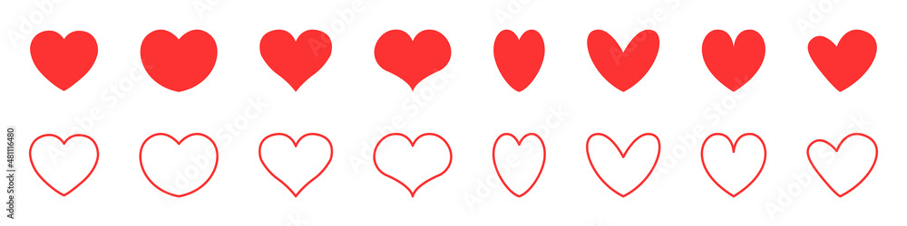 Hearts icons set. Valentine's Day. Love concept. Vector illustration