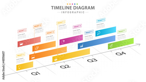 Infographic template for business. Monthly modern Timeline Gantt chart with progress bar, presentation vector infographic.