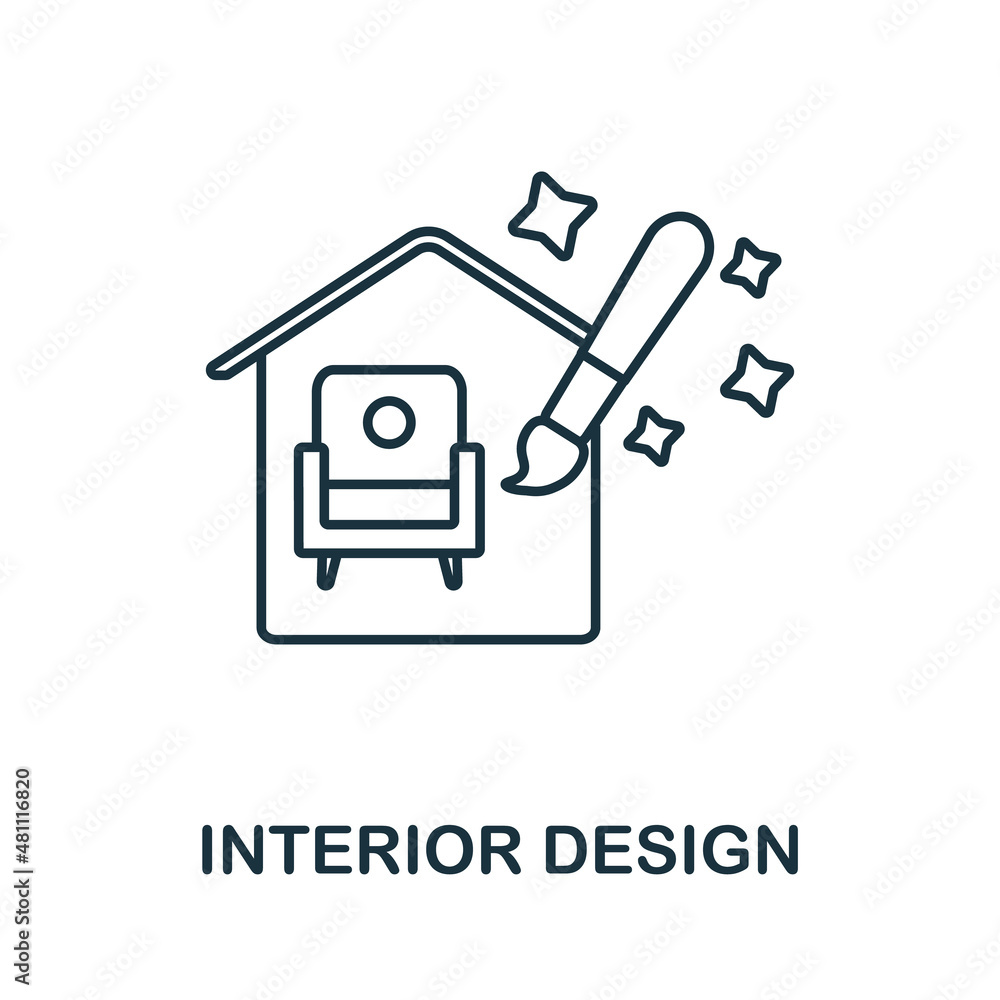 Interior Design icon. Line element from graphic design collection. Linear Interior Design icon sign for web design, infographics and more.