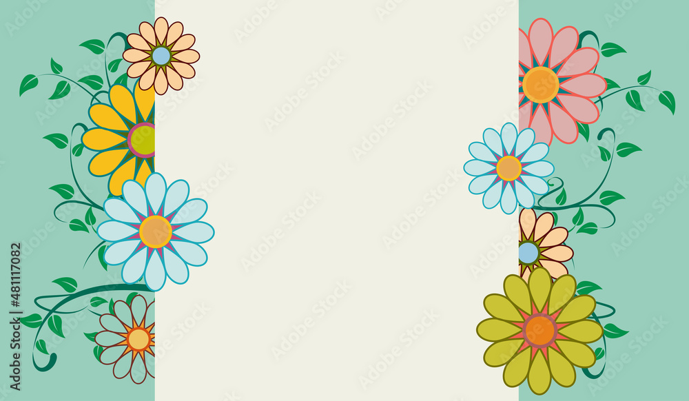 Spring time and blooming. Abstract floral background with abstract flowers. Vector illustration and copy space