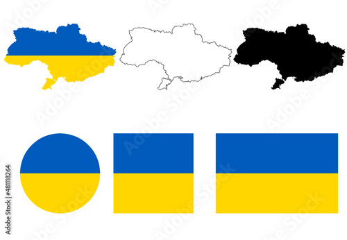 ukraina map flag vector set photo