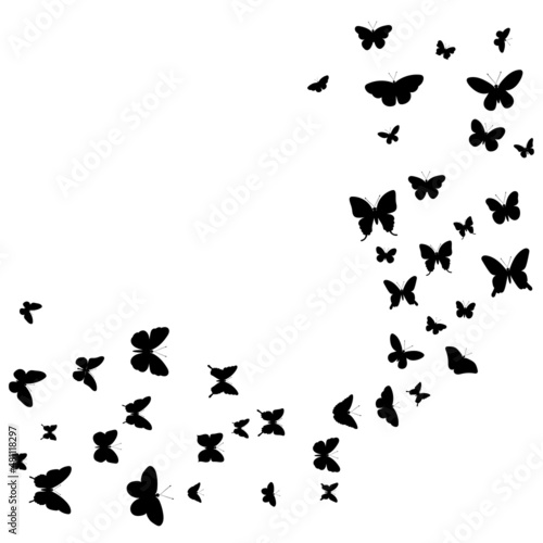 flying butterflies, black silhouette, isolated vector