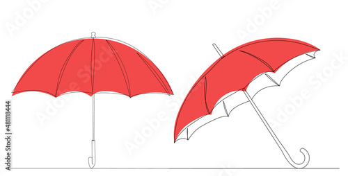 red umbrella line drawing, sketch