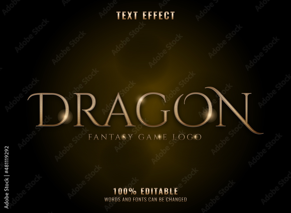 Fototapeta premium fantasy golden 3d medieval dragon text effect