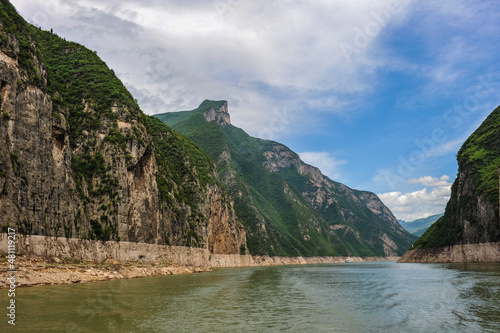 Landscape along the banks of Wuxia Gorge in the Three Gorges of the Yangtze River in China
