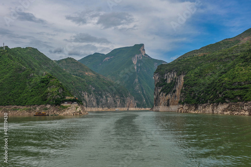 Landscape along the banks of Wuxia Gorge in the Three Gorges of the Yangtze River in China