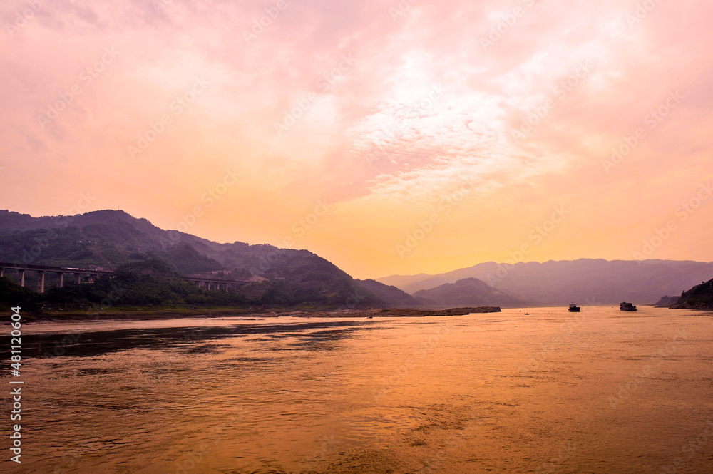 Sunset scenery of the Yangtze River in China