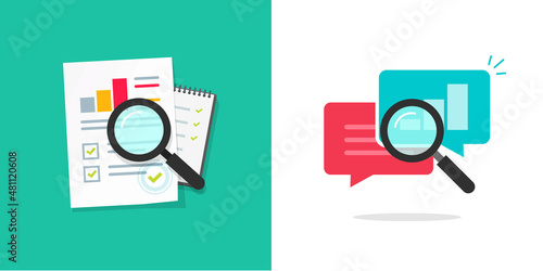 Data research icon vector or business annual research report chart review and financial analytics graph growth flat cartoon illustration, marketing information analyze sign concept
