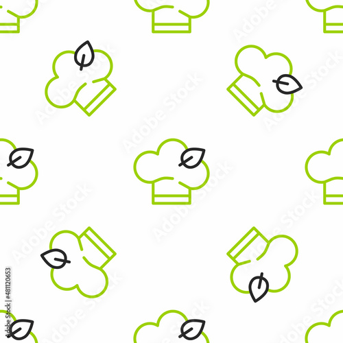 Line Vegan food diet icon isolated seamless pattern on white background. Organic, bio, eco symbol. Vegan, no meat, lactose free, healthy, fresh and nonviolent food. Vector
