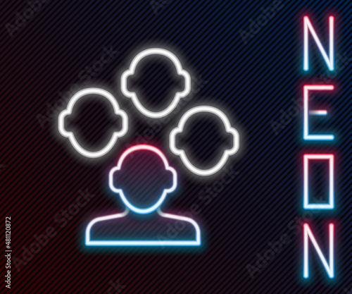 Glowing neon line Schizophrenia icon isolated on black background. Colorful outline concept. Vector