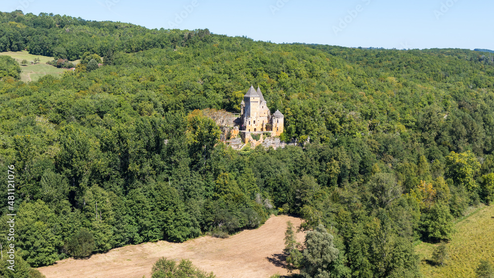 Old Castle in the mountains in Dordogne in France