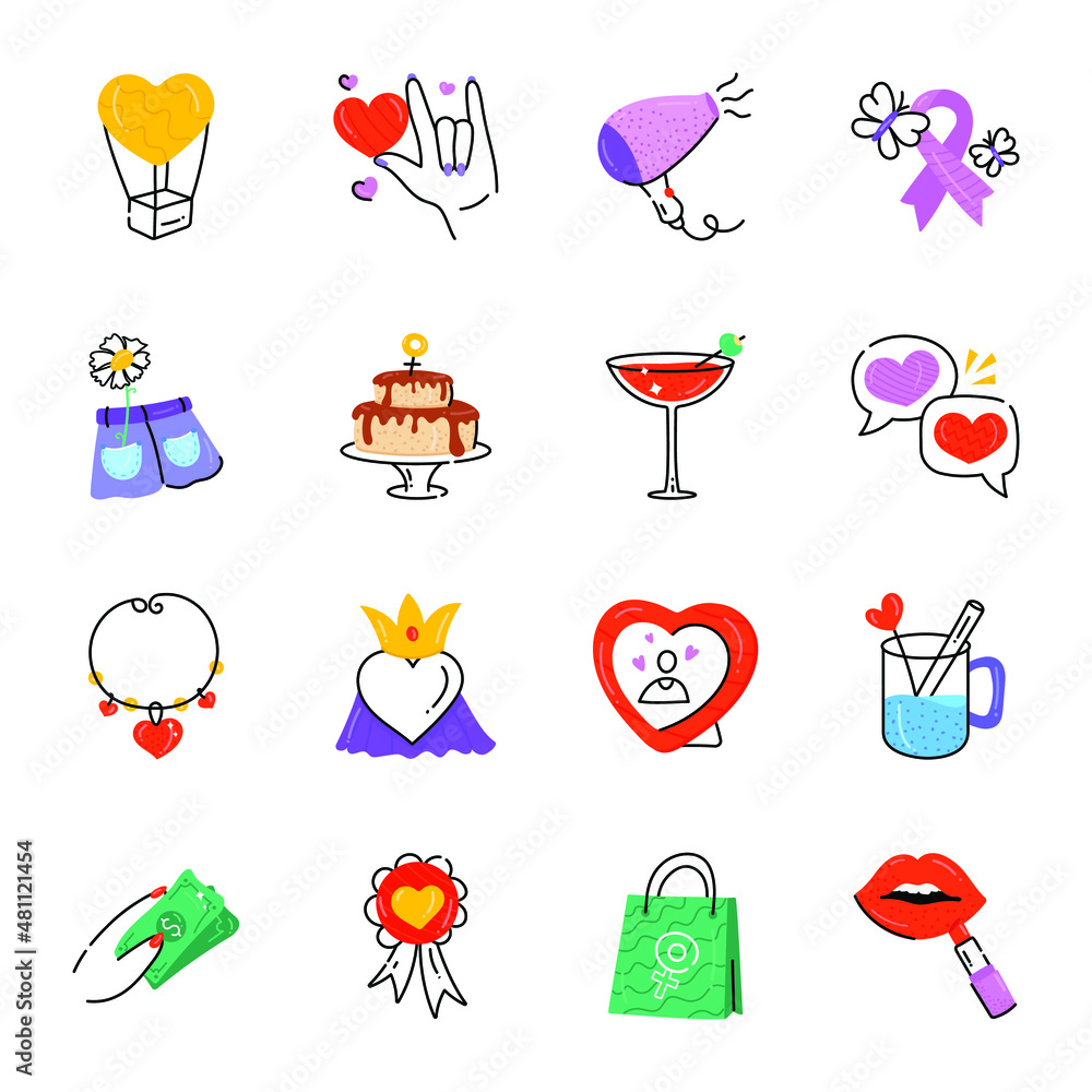 16 Trendy Flat Icons of Valentine Day 16 Trendy Flat Icons of Valentine Day