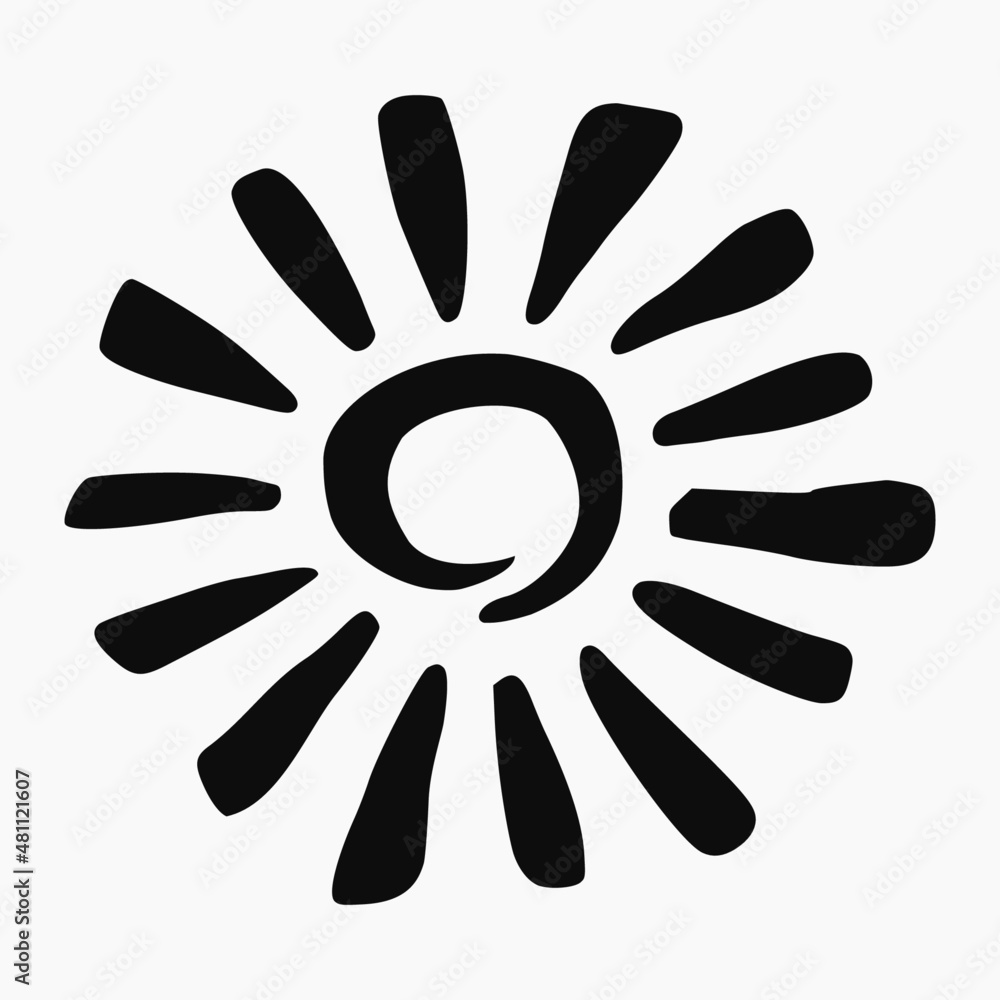 Vector hand drawn simple basic style illustration of a beautiful sun icon isolated on white background Vector hand drawn simple basic style illustration of a beautiful sun icon isolated on white background