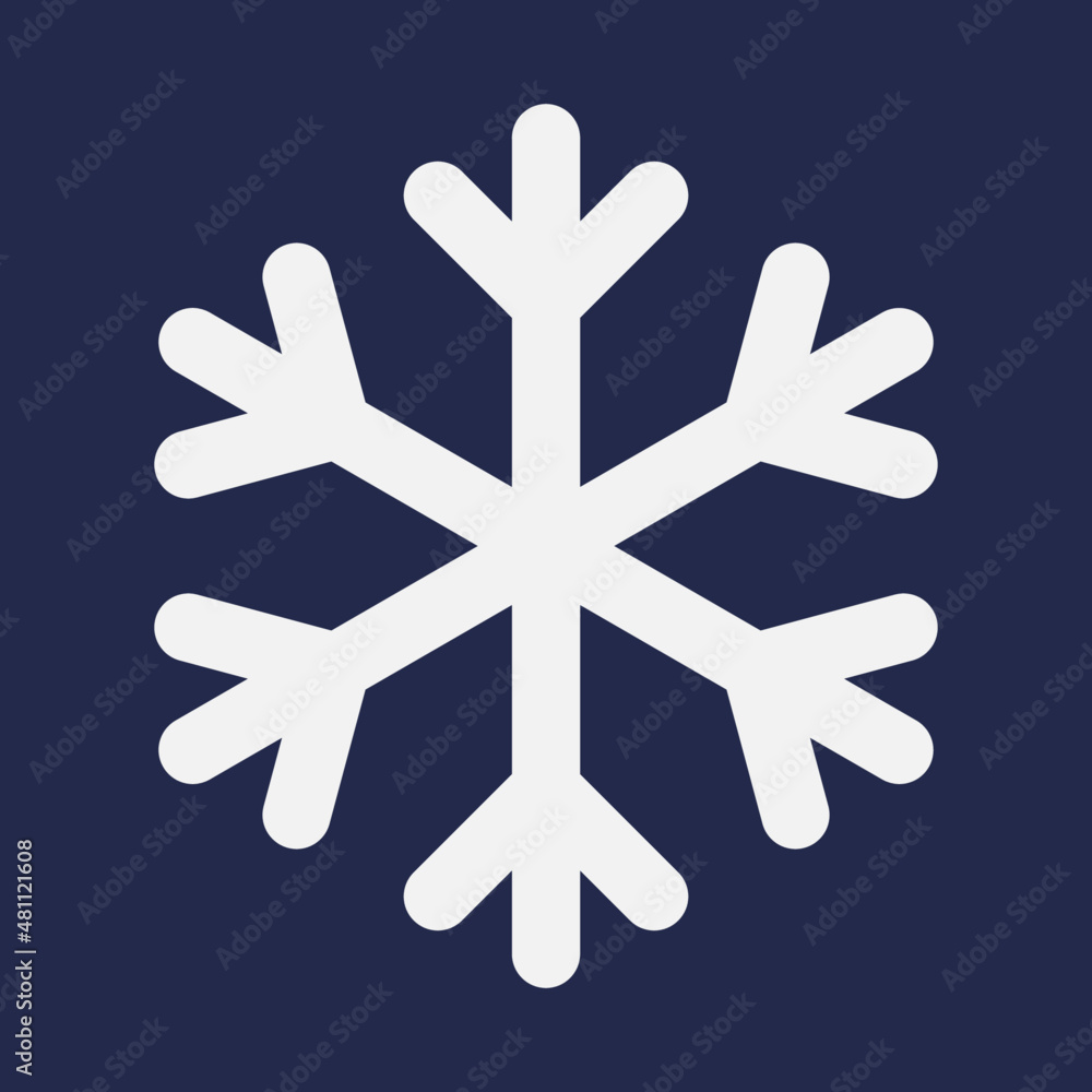 Vector high quality logo illustration of the snowflake white icon isolated on dark blue background Vector high quality logo illustration of the snowflake white icon isolated on dark blue background
