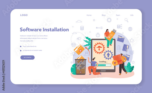 System administrator web banner or landing page. Technical work