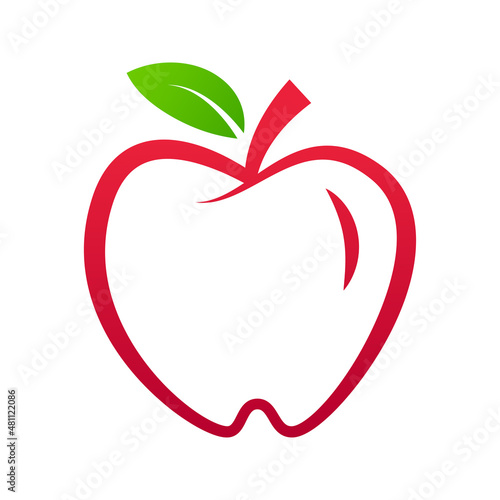 apple fruit logo line art vector. Apple logo isolated on white background.