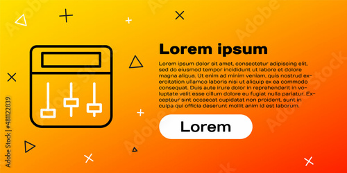 Line Drum machine music producer equipment icon isolated on yellow background. Colorful outline concept. Vector