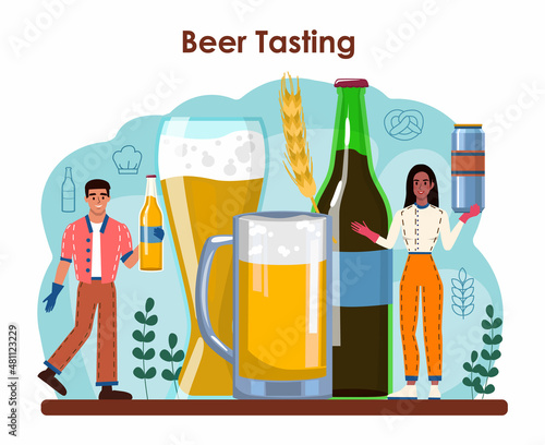 Brewery concept. Craft beer production, modern brewing process