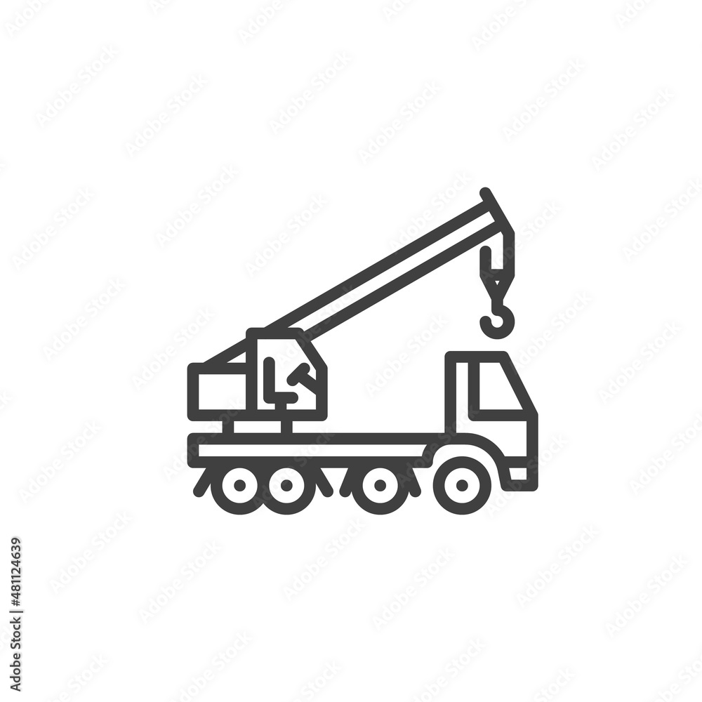 Mobile crane Truck line icon