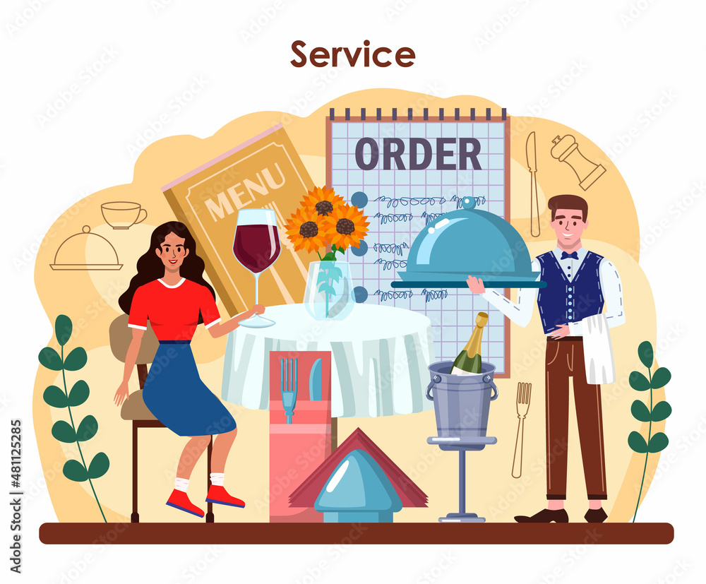 Waiter concept. Restaurant staff in the uniform, catering service.