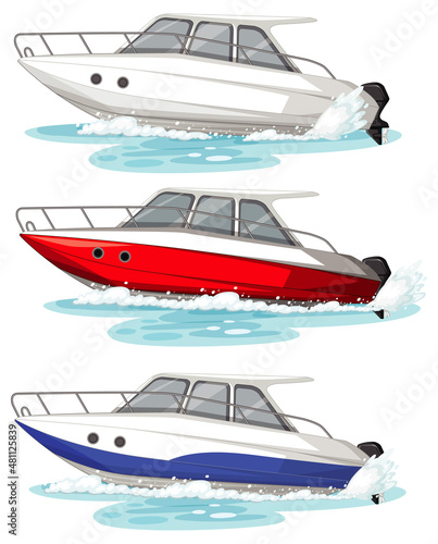 Set of different kinds of boats and ships isolated
