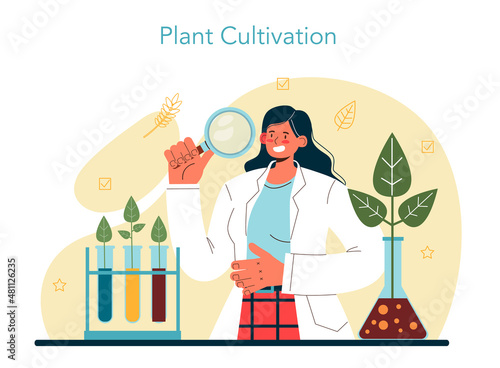 Argonomist concept. Scientist making research in agriculture. Idea of farming