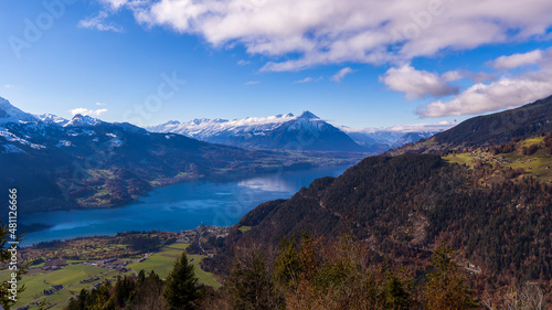 landscape with lake and mountains in Interlaken in Switzerland