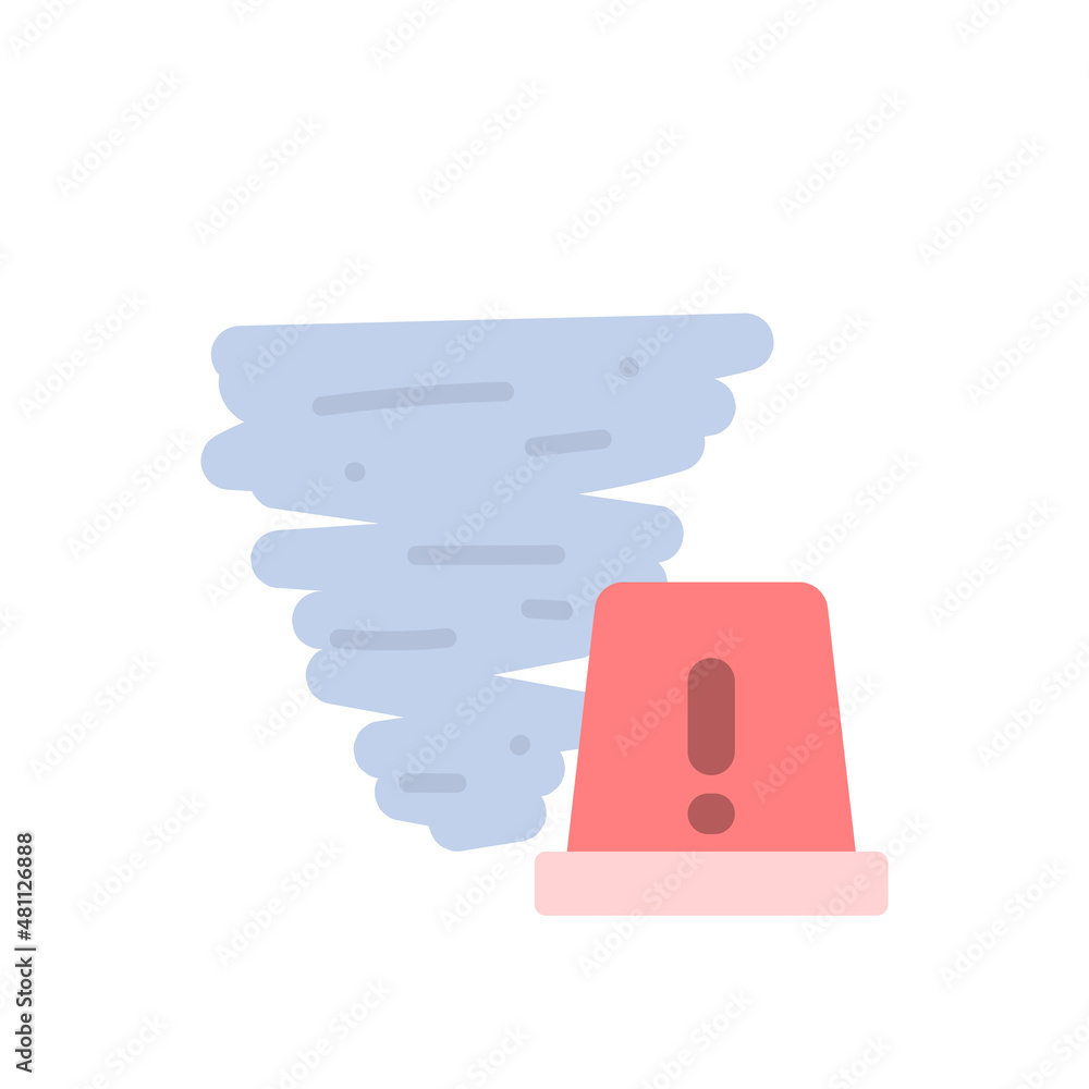 illustration of hurricane and warning lights. tornado warning icon. danger sign. flat cartoon style. vector design illustration of hurricane and warning lights. tornado warning icon. danger sign. flat cartoon style. vector design