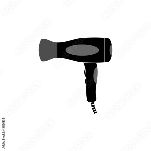 The icon of a powerful hair dryer for drying hair with cold hot air on a white background.