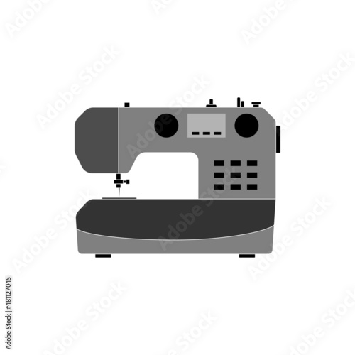 The icon of a sewing machine for sewing and repairing clothes on a white background.