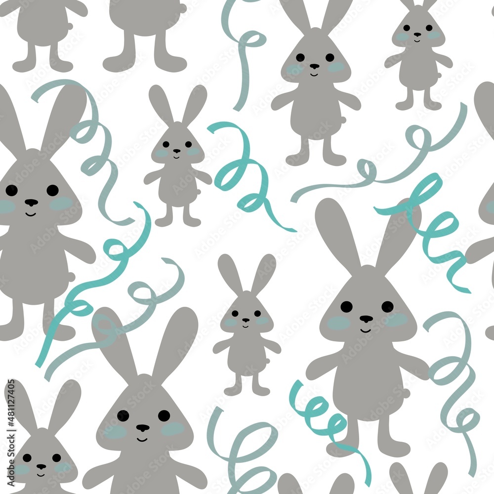 Bunnies seamless rabbits pattern for fabrics and textiles and packaging and gifts and cards and linens and kids
