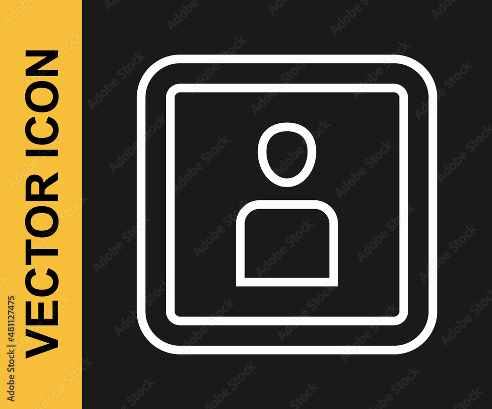 White line Play Video icon isolated on black background. Film strip sign. Vector White line Play Video icon isolated on black background. Film strip sign. Vector