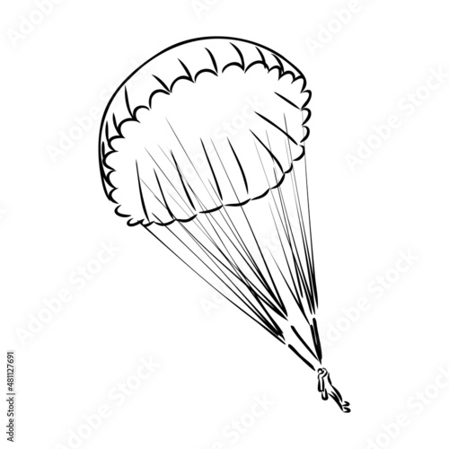 Vector, Image of Parachuting Illustration, black and white color, with transparent background