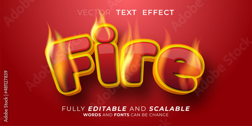 Editable text effect Fire 3d style illustrations