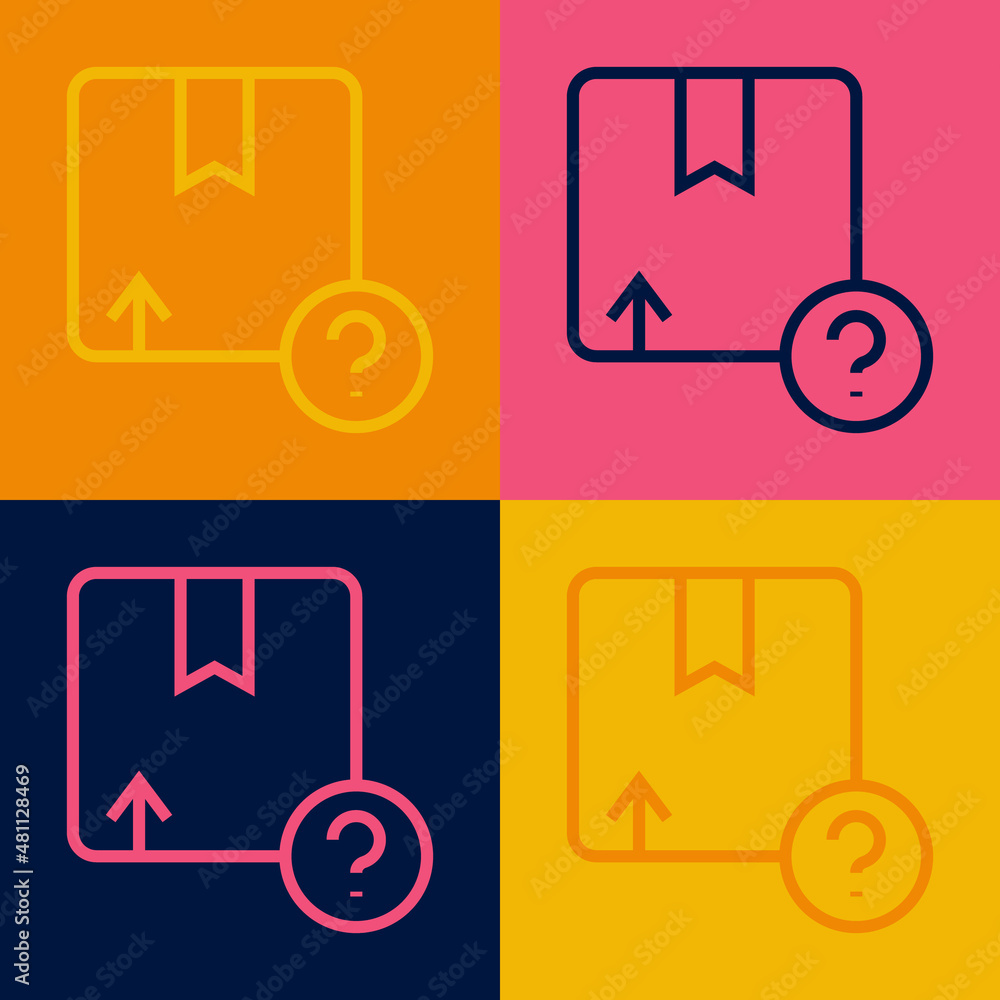 Pop art line Carton cardboard box icon isolated on color background. Box, package, parcel sign. Delivery and packaging. Vector Pop art line Carton cardboard box icon isolated on color background. Box, package, parcel sign. Delivery and packaging. Vector
