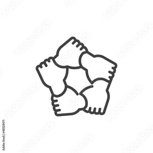 Hands holding each other line icon