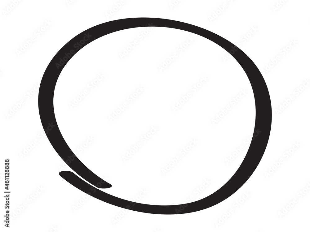Black circle pen draw. Highlight hand drawn circle isolated on white background. Handwritten black circle. For marker pen, pencil, logo and text check. Vector illustration Black circle pen draw. Highlight hand drawn circle isolated on white background. Handwritten black circle. For marker pen, pencil, logo and text check. Vector illustration