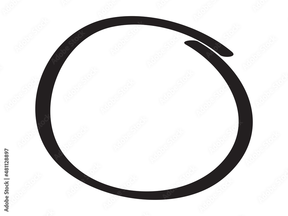 Black circle pen draw. Highlight hand drawn circle isolated on white background. Handwritten black circle. For marker pen, pencil, logo and text check. Vector illustration Black circle pen draw. Highlight hand drawn circle isolated on white background. Handwritten black circle. For marker pen, pencil, logo and text check. Vector illustration
