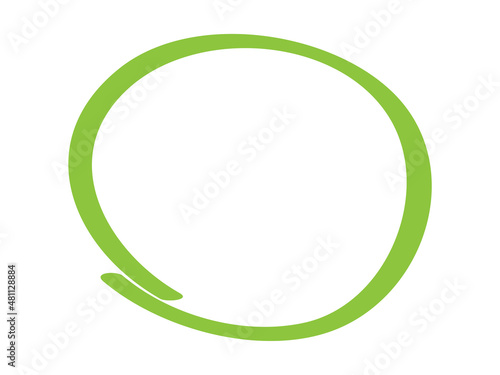 Green circle pen draw. Highlight hand drawn circle isolated on white background. Handwritten green circle. For marker pen, pencil, logo and text check. Vector illustration