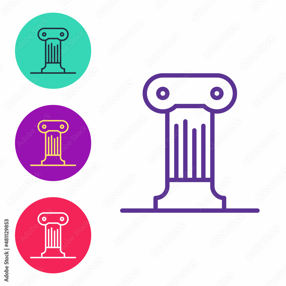 Set line Law pillar icon isolated on white background. Ancient column. Set icons colorful. Vector Set line Law pillar icon isolated on white background. Ancient column. Set icons colorful. Vector