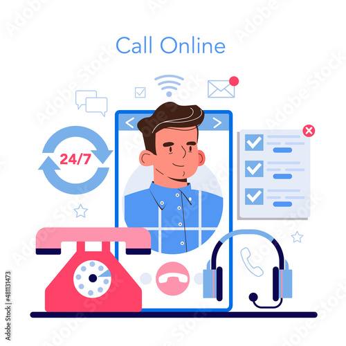 Call center or helpline online service or platform. Support operator