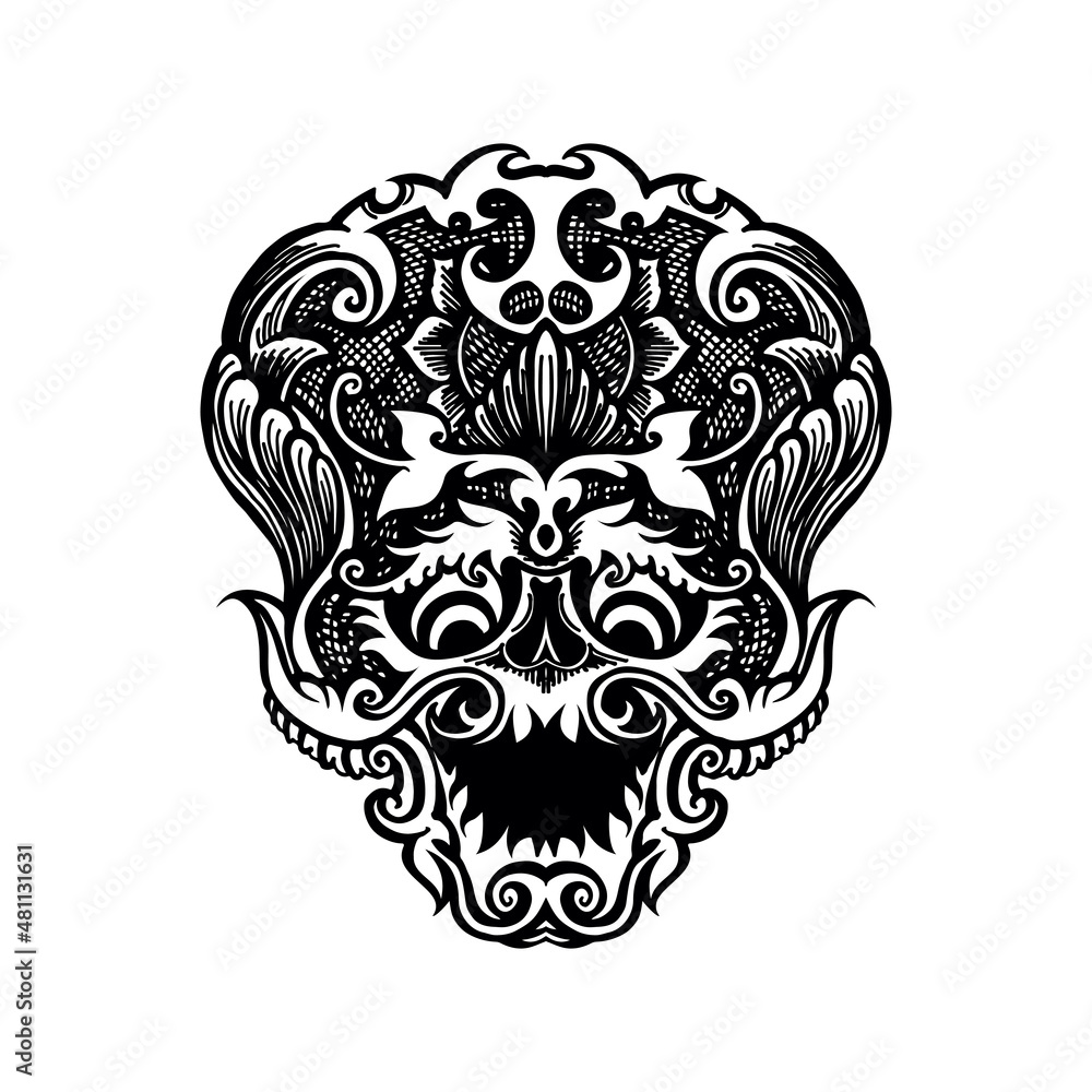 Hand Drawn Skulls Traditional Tattoo Design