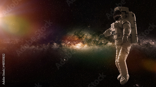 astronaut in empty space, spaceman flying free  © dottedyeti