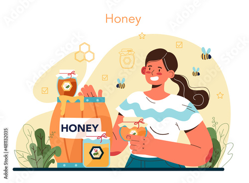 Hiver or beekeeper concept. Professional farmer gathering honey