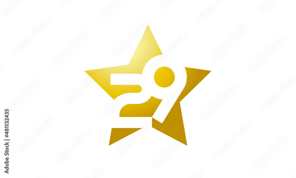 29 Number New Gold Abstract Star Logo 29 Number New Gold Abstract Star Logo