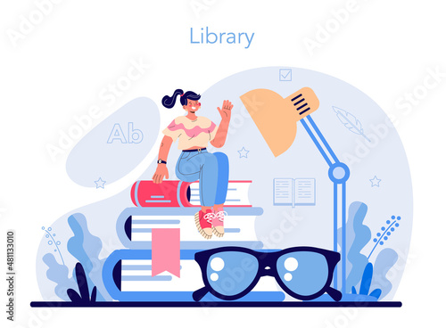 Librarian concept. Library staff cataloguing and sorting books. Knowledge © inspiring.team