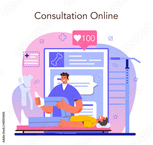 Physiotherapy online service or platform. Doctor helping patients